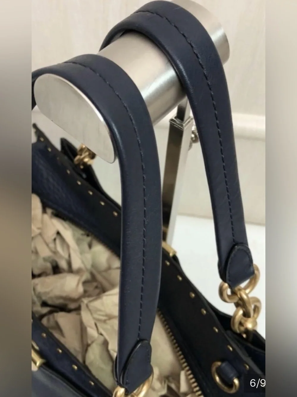 COACH Navy Blue Pebble Leather Gold Stud Dreamer and Wallet Set - Picture 11 of 16